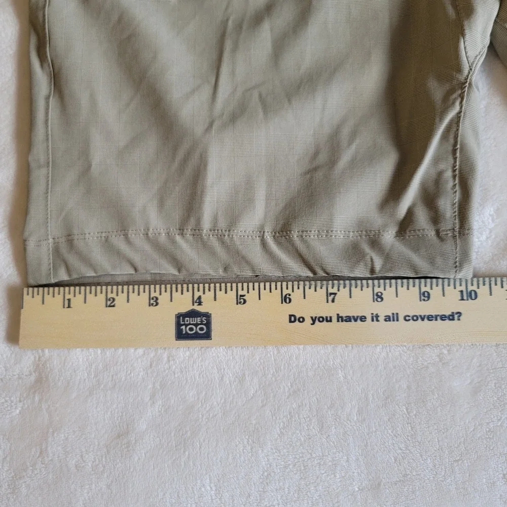 Hang Ten Hybrid Shorts Mens 32 Khaki‎ Tan Glen Plaid Stretch Quick Dry Casual